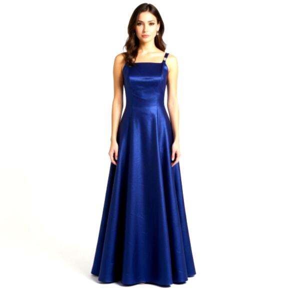 Vintage Y2K Betsy & Adam Formal Dress Women's Sz 10 Blue Sparkle Metallic Maxi - Picture 3 of 16